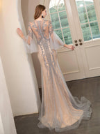 Baoleely Mermaid Beaded Luxurious Fashion Formal Evening Dresses Long Sleeve Floor Length