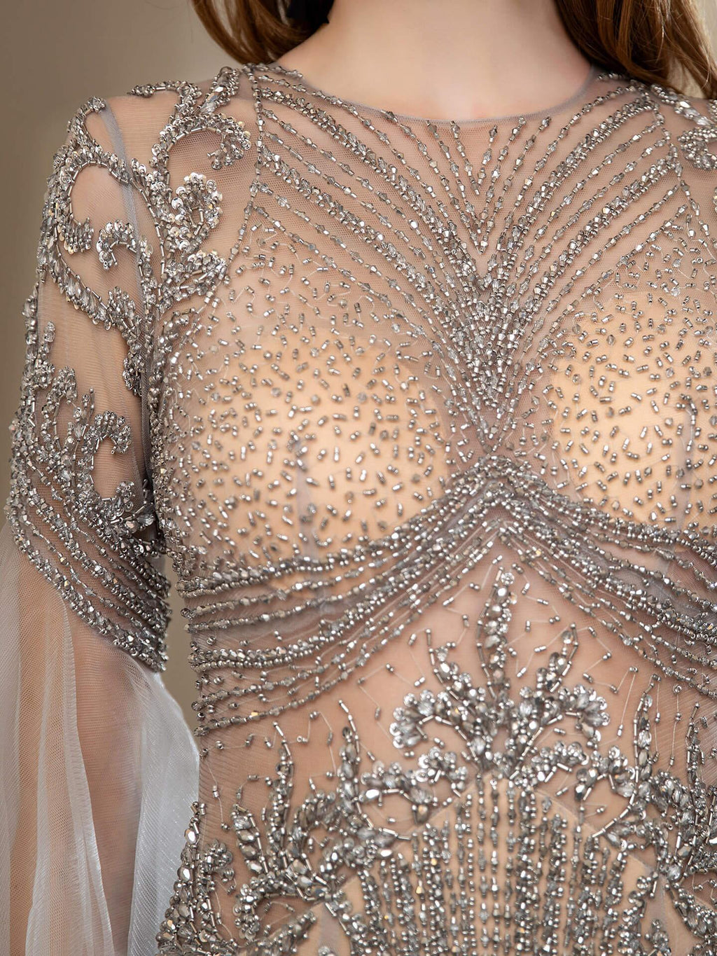 Baoleely Mermaid Beaded Luxurious Fashion Formal Evening Dresses Long Sleeve Floor Length