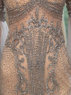 Baoleely Mermaid Beaded Luxurious Fashion Formal Evening Dresses Long Sleeve Floor Length
