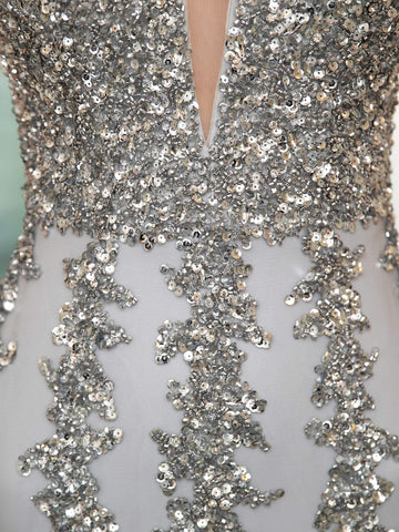 Baoleely Mermaid V-neck Beaded Luxurious Fashion Formal Evening Dresses Sleeveless Floor Length