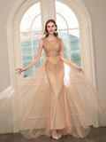 Baoleely Mermaid Beaded Luxurious Fashion Formal Evening Dresses Sleeveless Floor Length