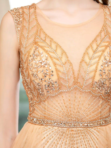 Vestido de noche formal de lujo con cuentas estilo sirena de Baoleely, sin mangas y hasta el suelo. 