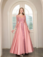 Baoleely Mermaid / Trumpet Beaded Luxurious Sexy Formal Evening Dresses Long Sleeve Floor Length Prom Dresses