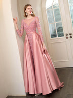 Baoleely Mermaid / Trumpet Beaded Luxurious Sexy Formal Evening Dresses Long Sleeve Floor Length Prom Dresses