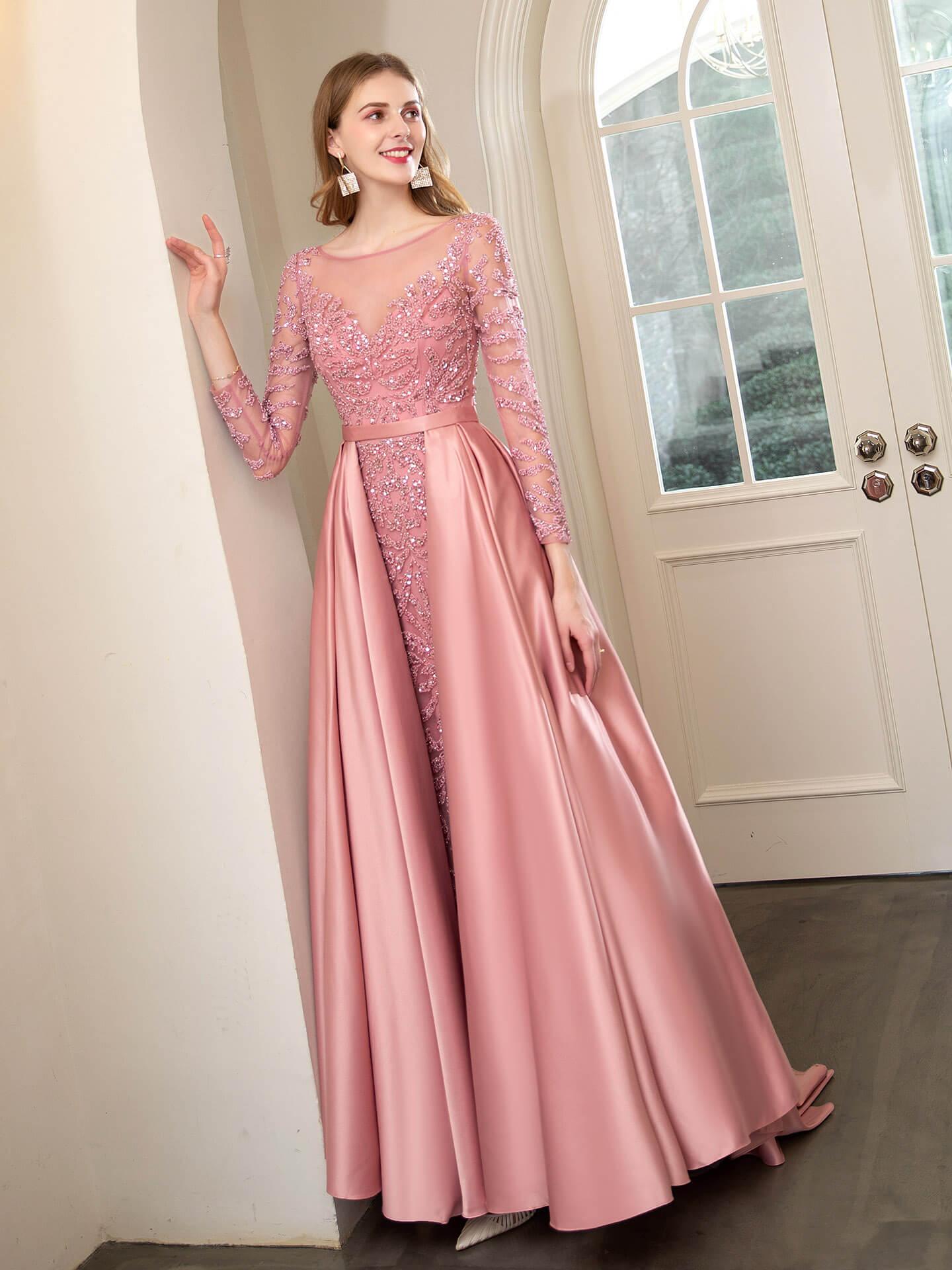 Baoleely Mermaid / Trumpet Beaded Luxurious Sexy Formal Evening Dresses Long Sleeve Floor Length Prom Dresses