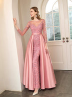 Baoleely Mermaid / Trumpet Beaded Luxurious Sexy Formal Evening Dresses Long Sleeve Floor Length Prom Dresses