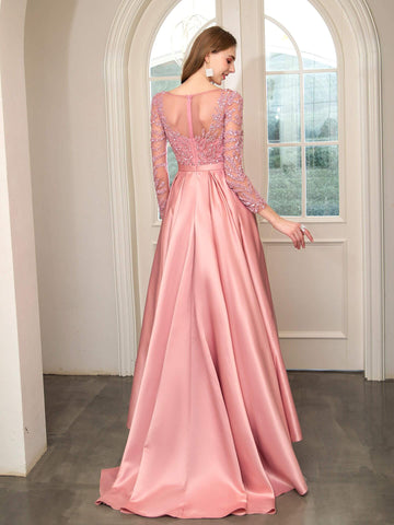 Vestidos de noche formales de sirena/trompeta con cuentas de Baoleely, lujosos, sexys, de manga larga y hasta el suelo. 