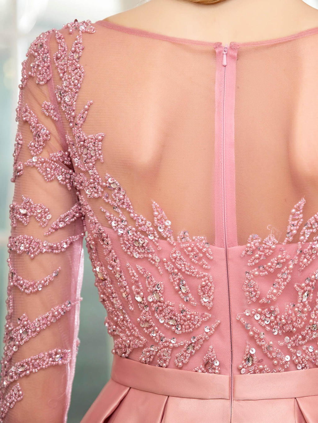 Baoleely Mermaid / Trumpet Beaded Luxurious Sexy Formal Evening Dresses Long Sleeve Floor Length Prom Dresses