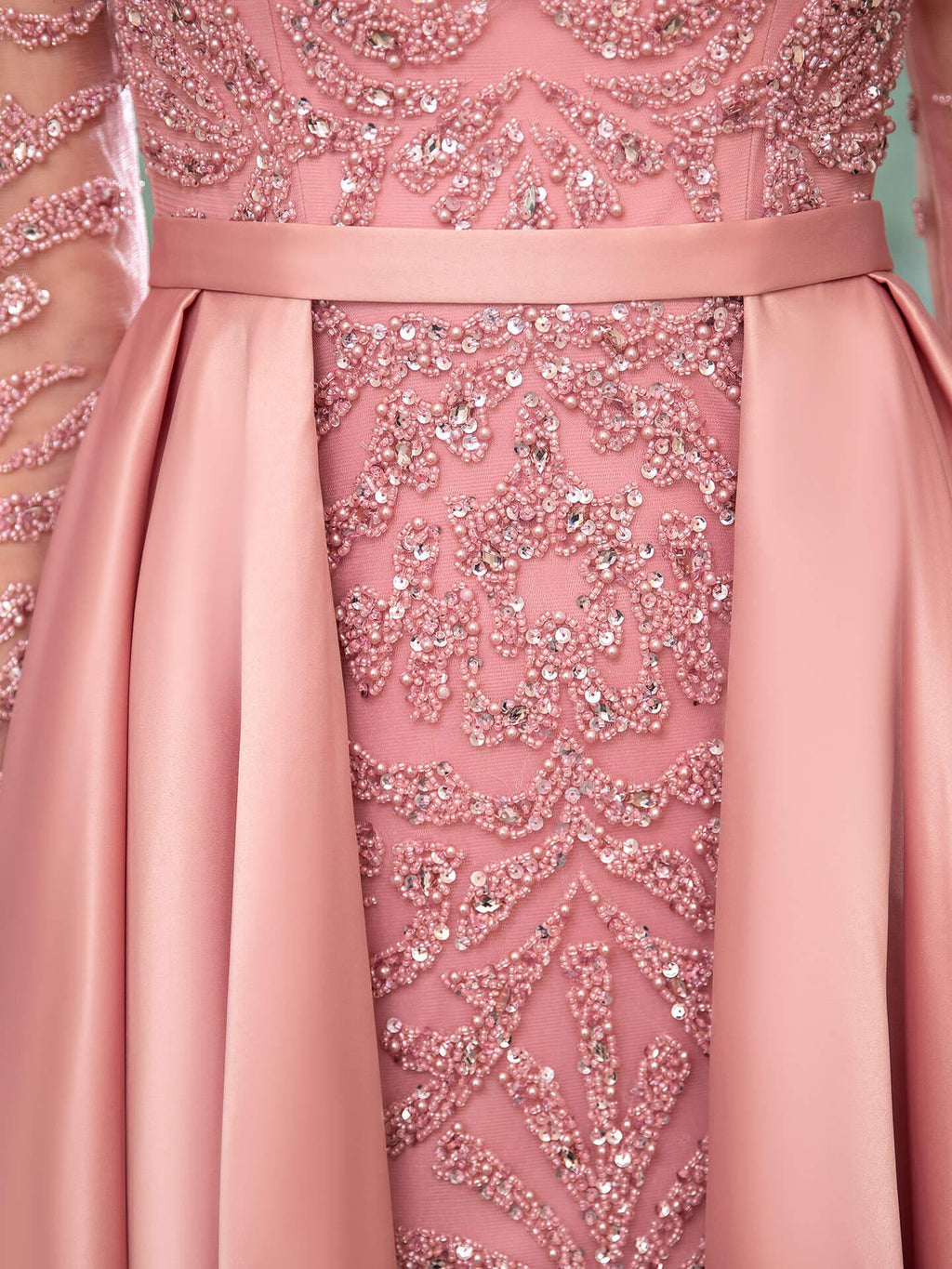 Baoleely Mermaid / Trumpet Beaded Luxurious Sexy Formal Evening Dresses Long Sleeve Floor Length Prom Dresses