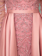 Baoleely Mermaid / Trumpet Beaded Luxurious Sexy Formal Evening Dresses Long Sleeve Floor Length Prom Dresses