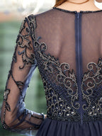 Baoleely Mermaid Beaded Luxurious Fashion Formal Evening Dresses Long Sleeve Floor Length