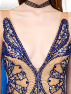 Baoleely Mermaid V-neck Beaded Luxurious Fashion Formal Evening Dresses Sleeveless Floor Length