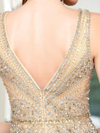 Baoleely Mermaid V-neck Beaded Luxurious Fashion Formal Evening Dresses Sleeveless Floor Length