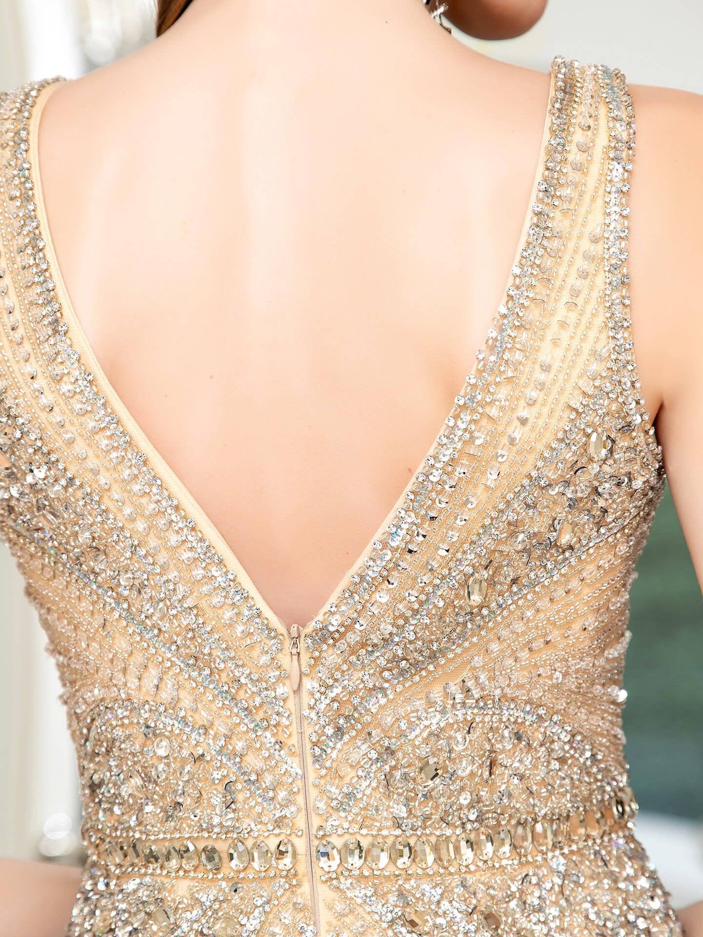 Baoleely Mermaid V-neck Beaded Luxurious Fashion Formal Evening Dresses Sleeveless Floor Length