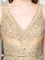 Baoleely Mermaid V-neck Beaded Luxurious Fashion Formal Evening Dresses Sleeveless Floor Length