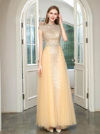 Baoleely Mermaid Beaded Luxurious Fashion Formal Evening Dresses Cap Sleeve Floor Length
