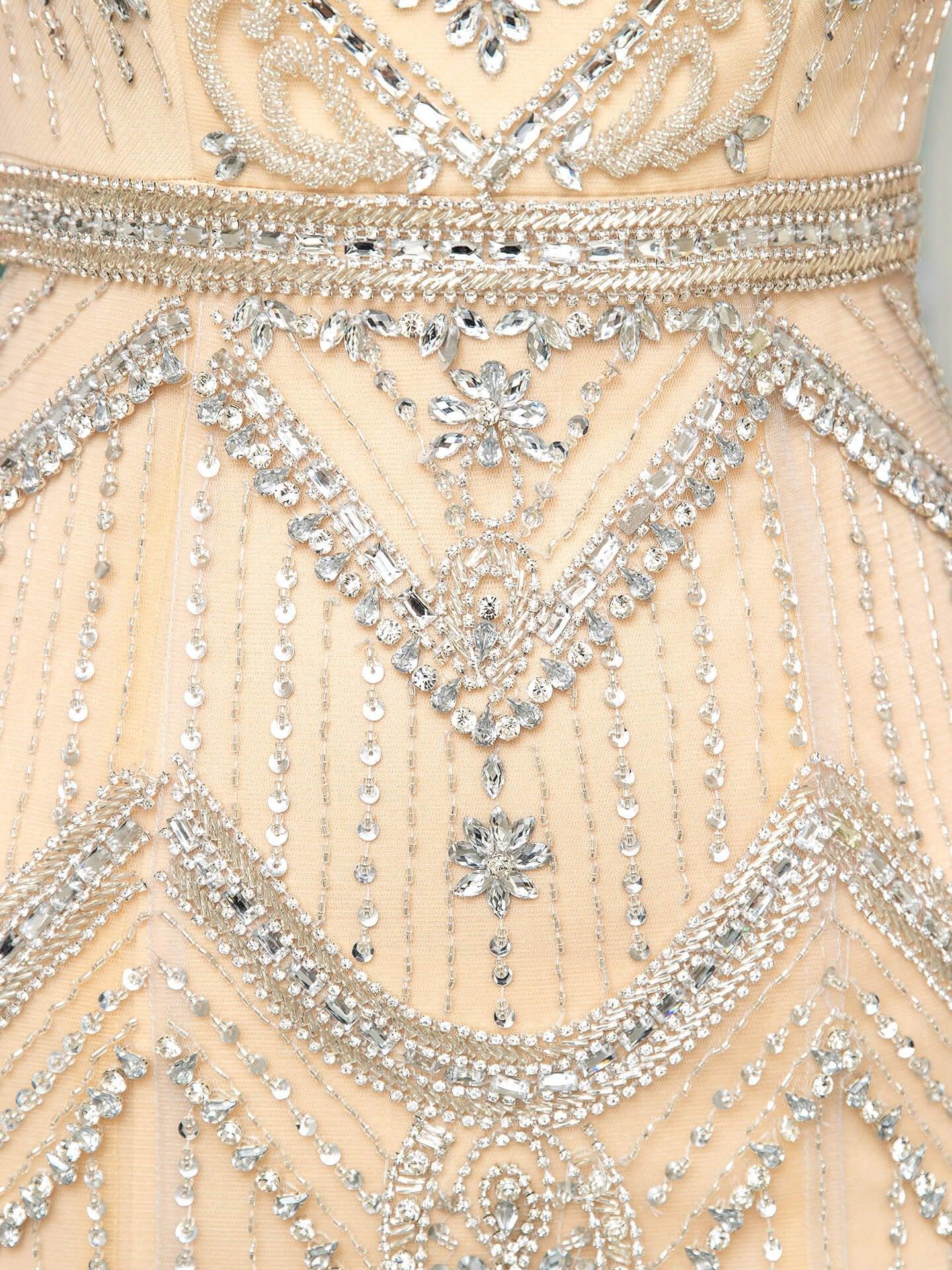 Baoleely Mermaid V-neck Beaded Luxurious Fashion Formal Evening Dresses Sleeveless Floor Length