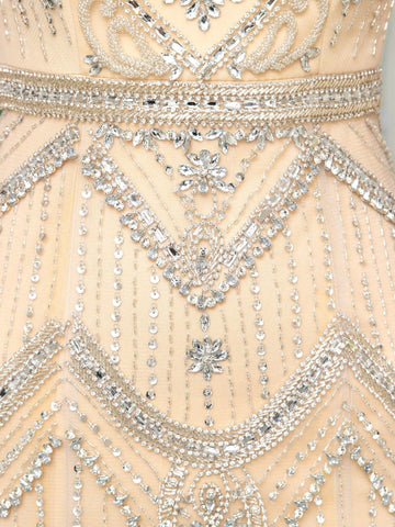 Baoleely Mermaid V-neck Beaded Luxurious Fashion Formal Evening Dresses Sleeveless Floor Length