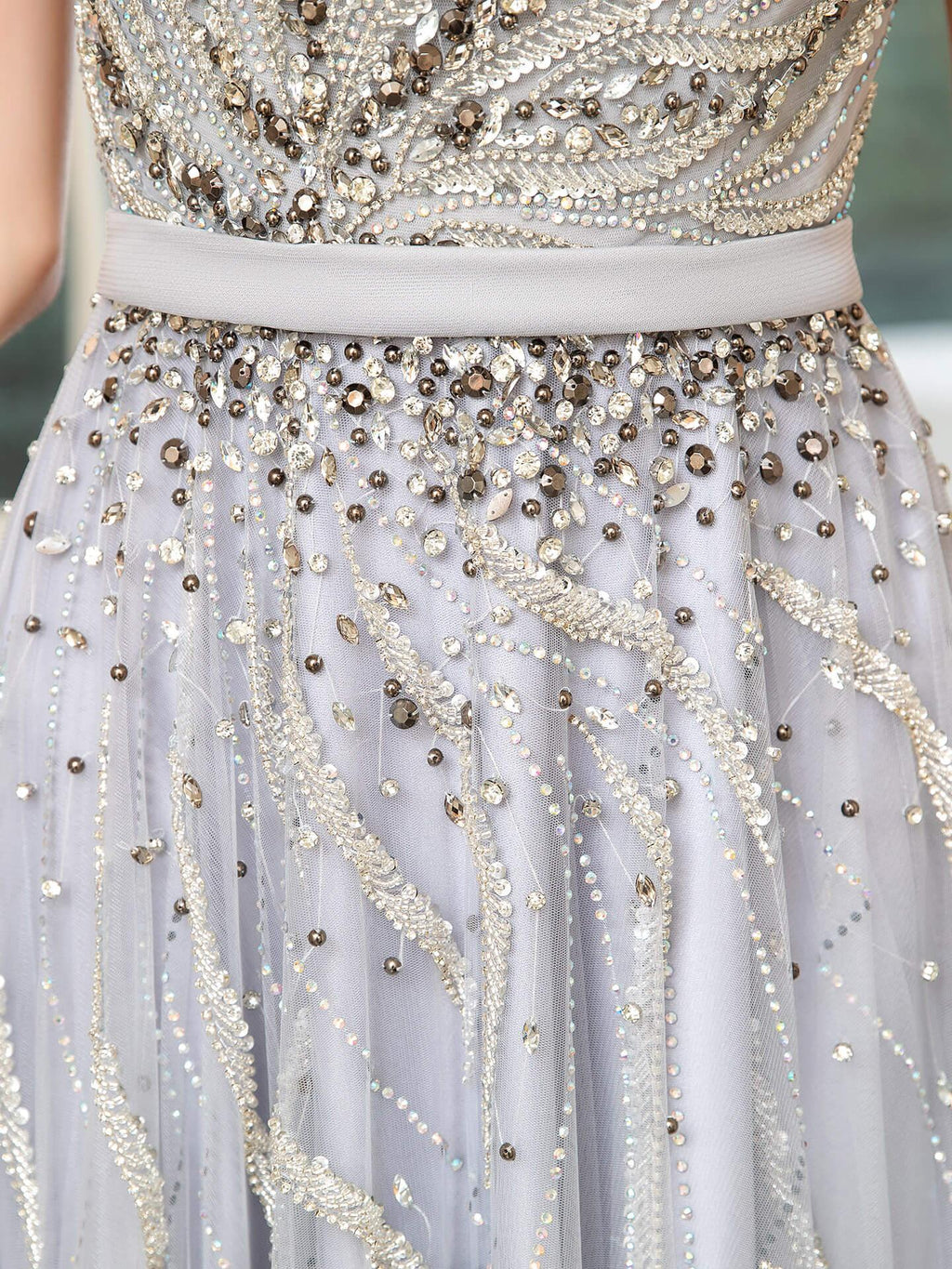 Baoleely A-line Beaded Luxurious Sexy Formal Evening Dresses Sleeveless Floor Length Prom Dresses