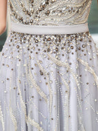Baoleely A-line Beaded Luxurious Sexy Formal Evening Dresses Sleeveless Floor Length Prom Dresses