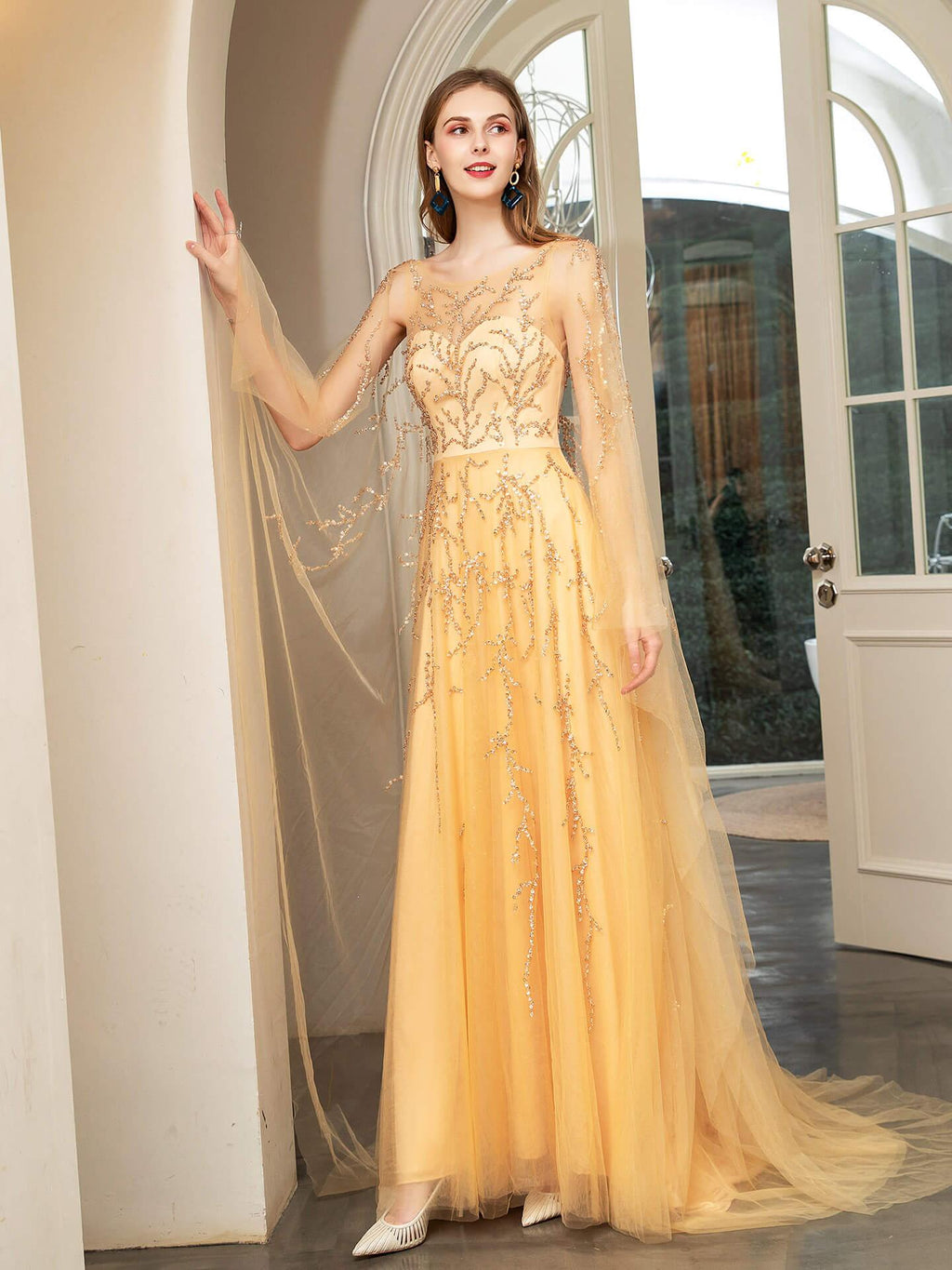 Baoleely A-line Beaded Luxurious Fashion Formal Evening Dresses Sleeveless Floor Length Prom Dresses