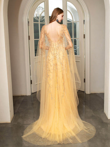 Baoleely A-line Perles Luxueuse Mode Robes de Soirée Formelles Sans Manches Longueur Sol Robes de Bal 