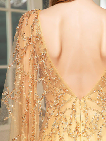 Baoleely A-line Perles Luxueuse Mode Robes de Soirée Formelles Sans Manches Longueur Sol Robes de Bal 