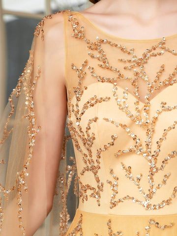 Baoleely A-line Perles Luxueuse Mode Robes de Soirée Formelles Sans Manches Longueur Sol Robes de Bal 