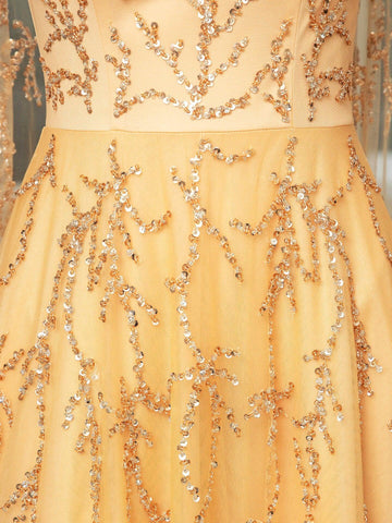 Baoleely A-line Perles Luxueuse Mode Robes de Soirée Formelles Sans Manches Longueur Sol Robes de Bal 