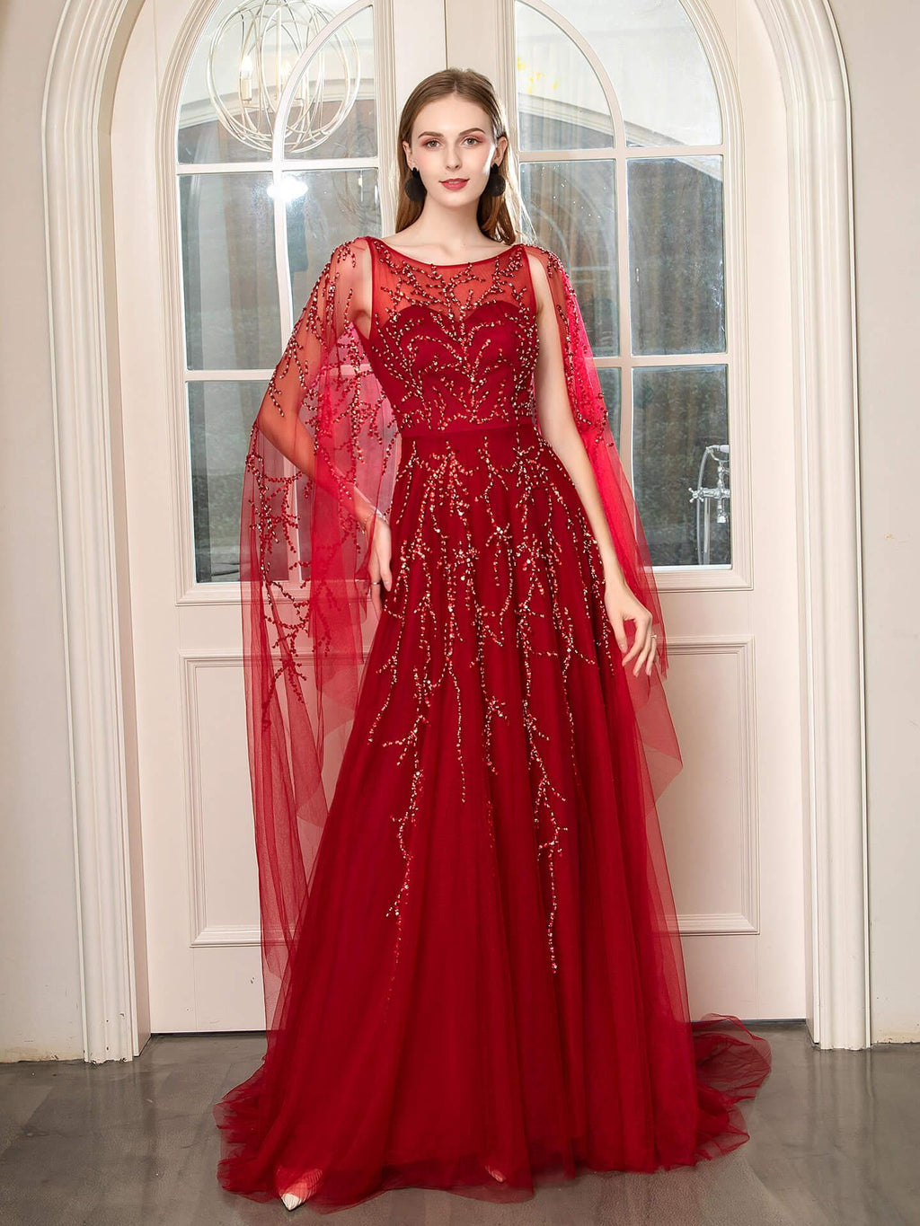 Baoleely A-line Beaded Luxurious Fashion Formal Evening Dresses Sleeveless Floor Length Prom Dresses