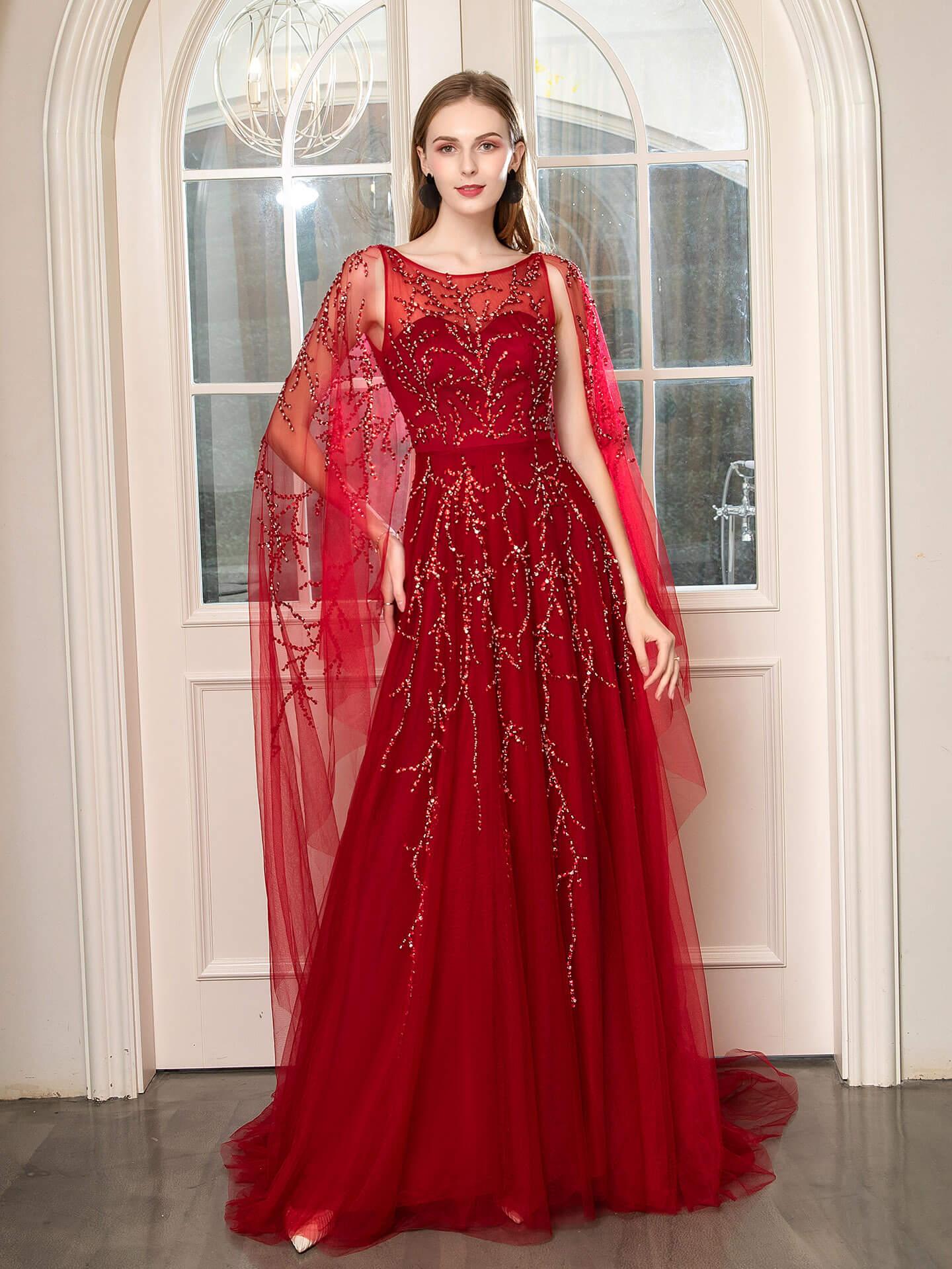 Baoleely A-line Beaded Luxurious Fashion Formal Evening Dresses Sleeveless Floor Length Prom Dresses
