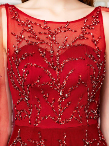 Baoleely A-line Perles Luxueuse Mode Robes de Soirée Formelles Sans Manches Longueur Sol Robes de Bal 