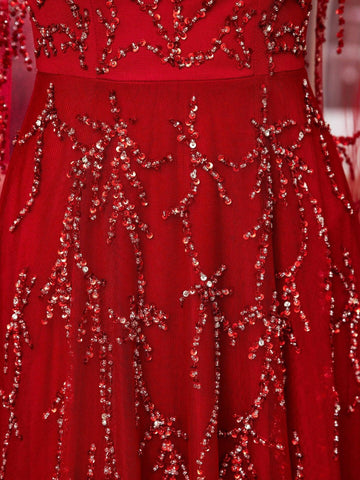 Baoleely A-line Perles Luxueuse Mode Robes de Soirée Formelles Sans Manches Longueur Sol Robes de Bal 