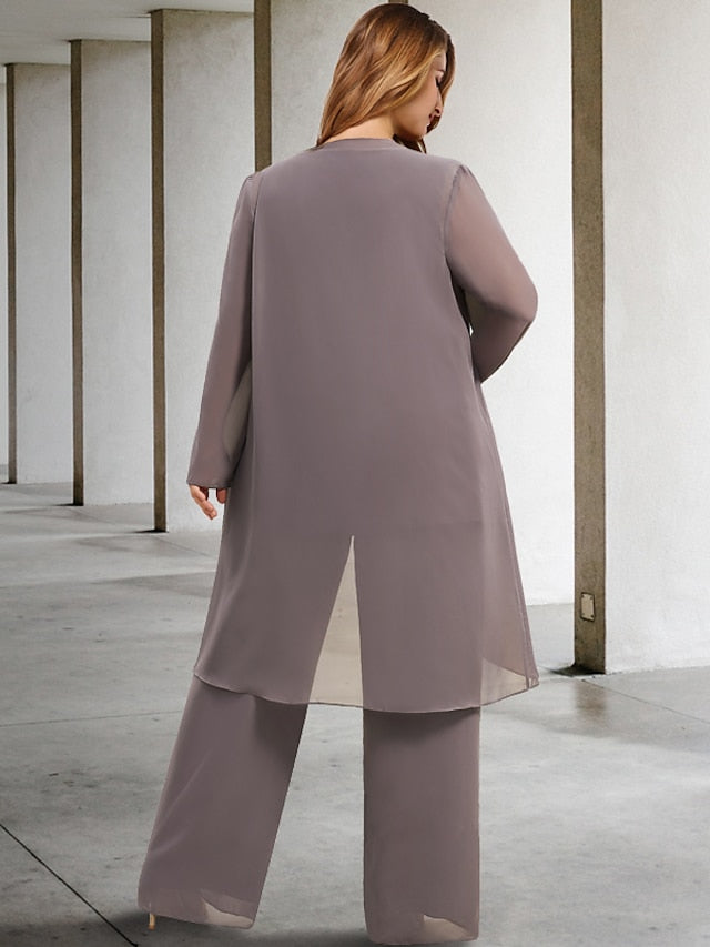 Tailleurs-pantalons en mousseline pour la mère de la mariée, avec veste 