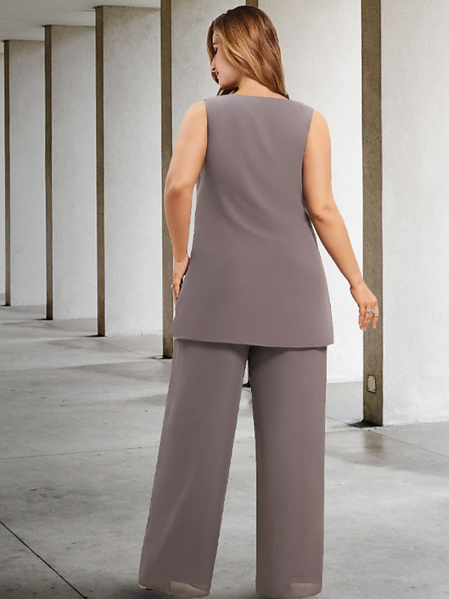 Tailleurs-pantalons en mousseline pour la mère de la mariée, avec veste 