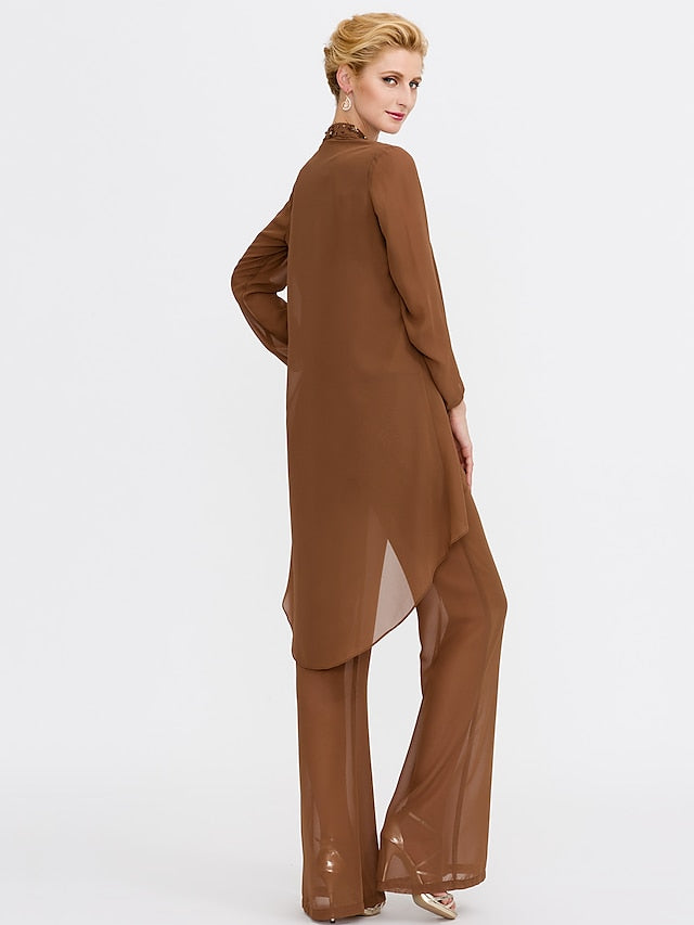 Tailleurs-pantalons en mousseline pour la mère de la mariée, avec veste 