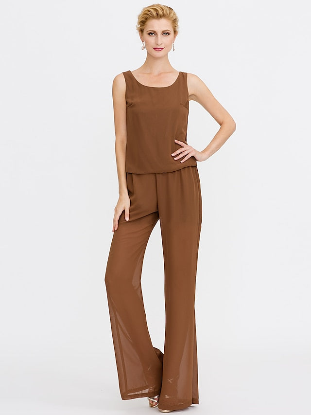 Tailleurs-pantalons en mousseline pour la mère de la mariée, avec veste 