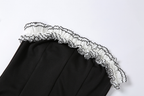Black Party Tube Skirt Irregular White Ruffle Bandage Dress Black Homecoming Dress Y2617