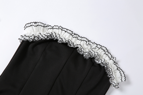 Falda tubo negra de fiesta, vestido blanco irregular con volantes y vendaje, vestido negro para baile de bienvenida Y2617