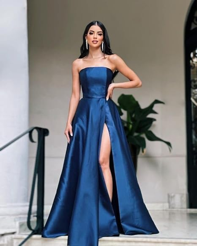 Emerald Green Strapless A-line Evening Dress Emerald Green Satin Formal Dress Y5372