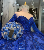 Robe de quinceañera bleu royal luxueuse, robe de bal bleu royal pour les 16 ans (Y1130)