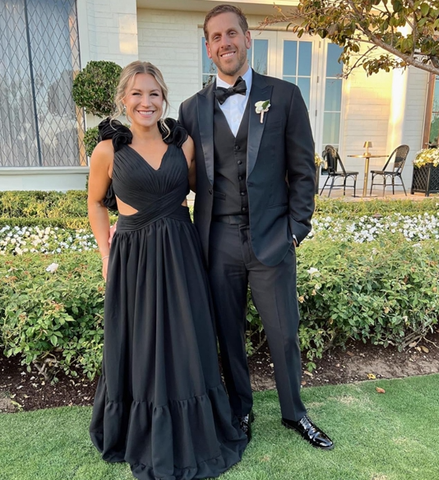 Robes de bal en mousseline de soie à volants, coupe trapèze, col en V, robes de demoiselle d'honneur longues, robes de soirée formelles dos nu Y3043