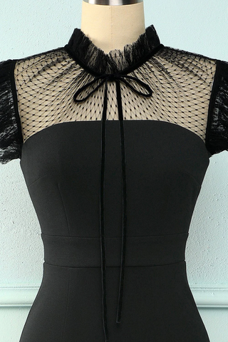 Black Mermaid High Neck Bodycon Dress Short Evening Dress Y5066