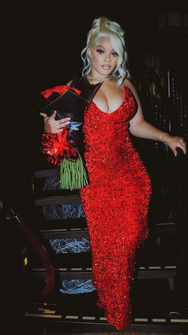 Robe de soirée rouge à paillettes sexy, robe de soirée rouge scintillante Y2291