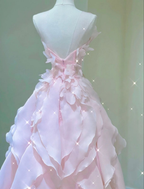 Vestido de princesa rosa de ensueño con volantes, vestido de baile rosa Y1971