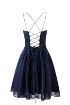 Vestido corto de gasa corte A para baile de bienvenida