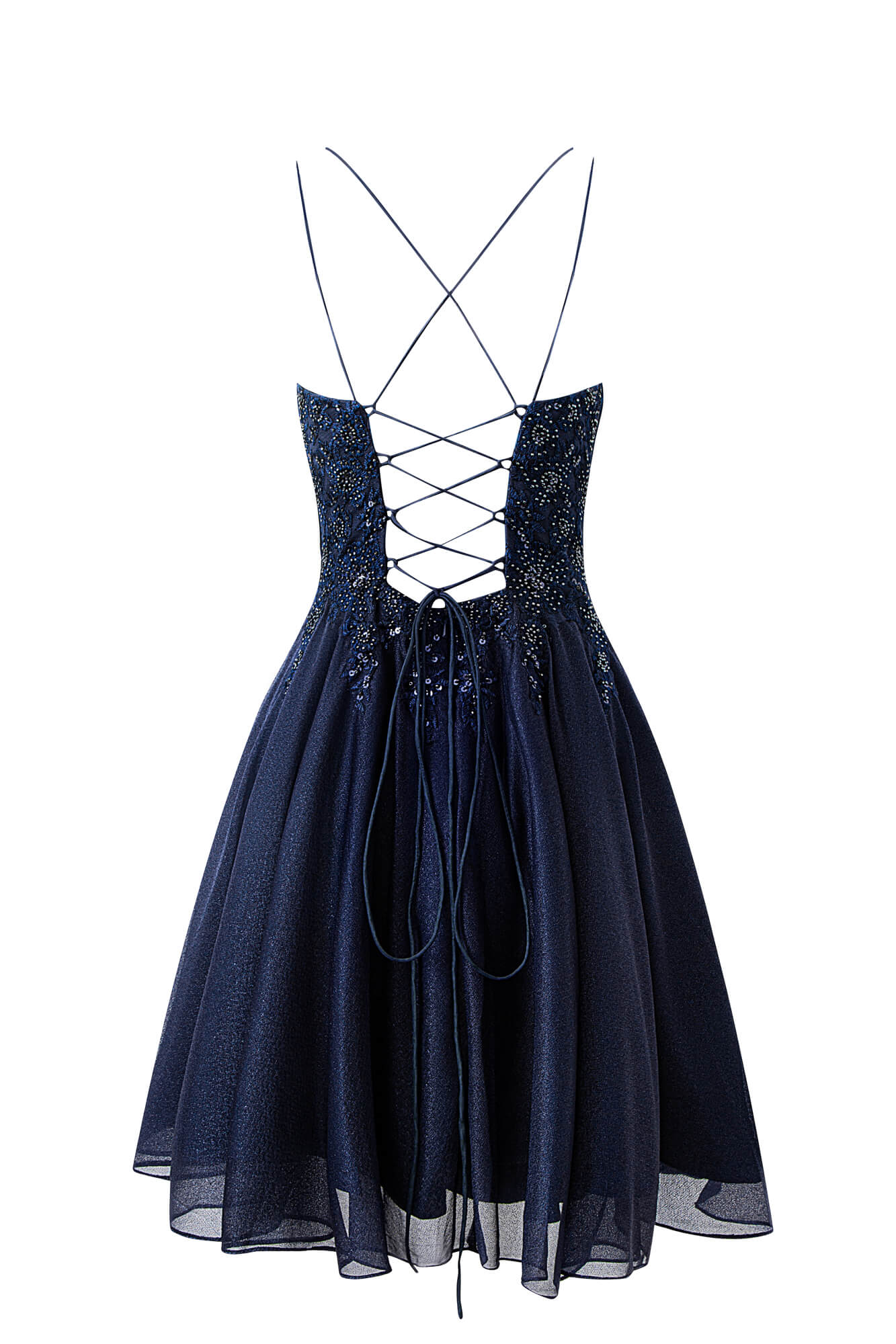 Vestido corto de gasa corte A para baile de bienvenida