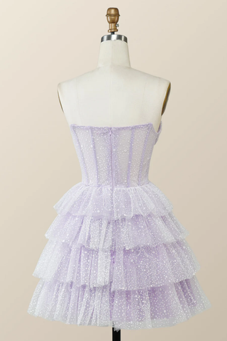 Lavender Strapless Cowl Neck Short A-line Homecoming Dress Y2780