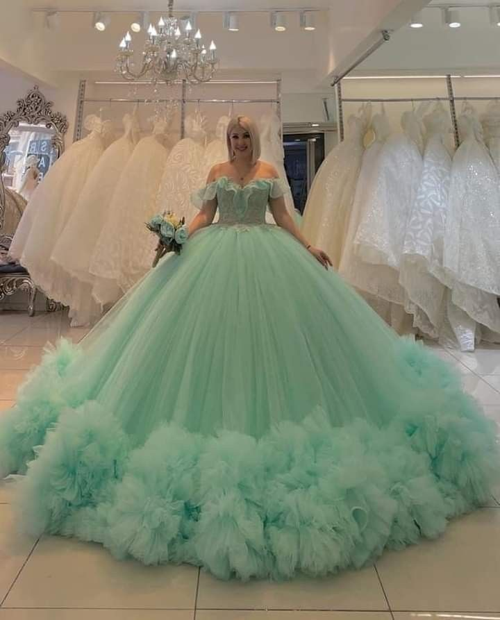 Encantador vestido de baile de tul verde salvia, vestido para quinceañera Y4996