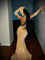 Black Girl Sexy Halter Sequin Red Prom Dress Long Mermaid Evening Dress Y7822